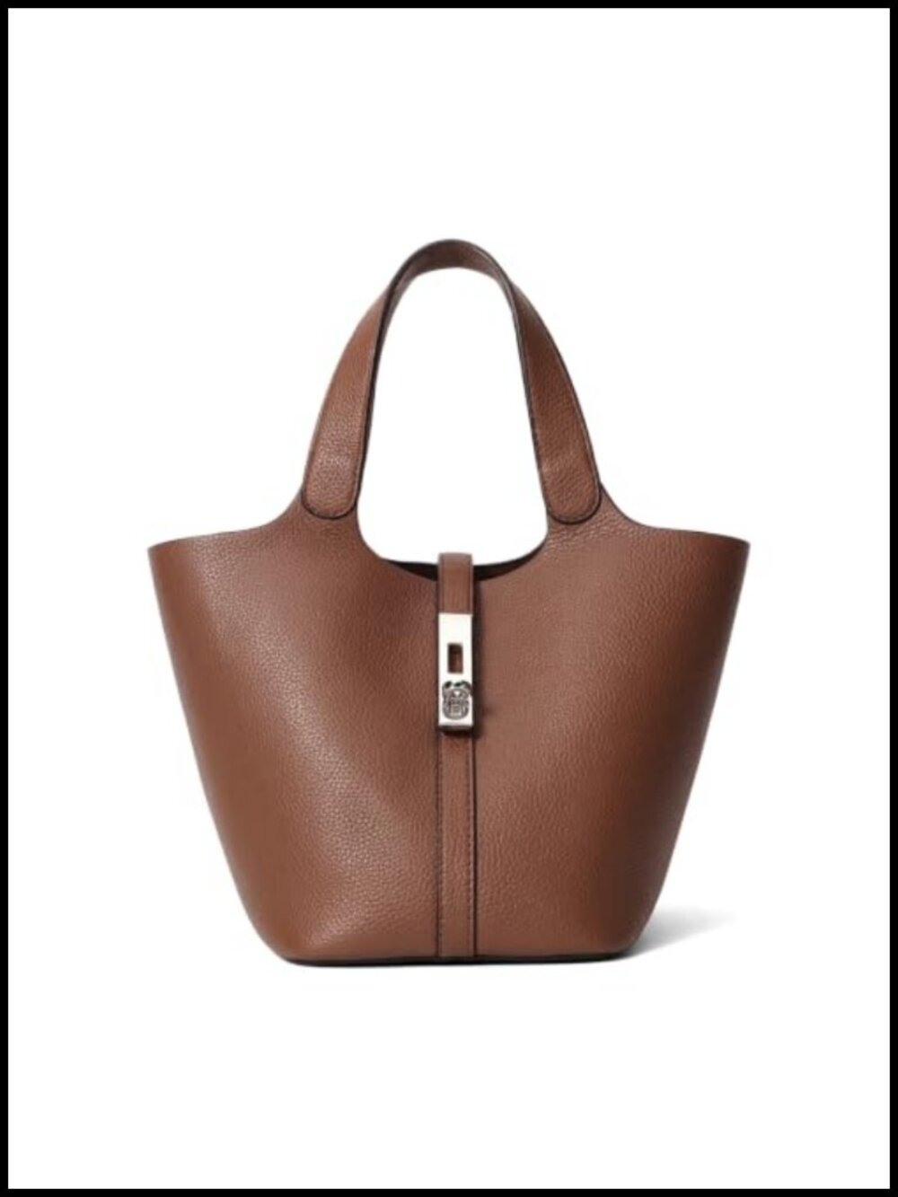 Vegan Leather Bucket Tote Top Handle Satchel Bag for Work Evening